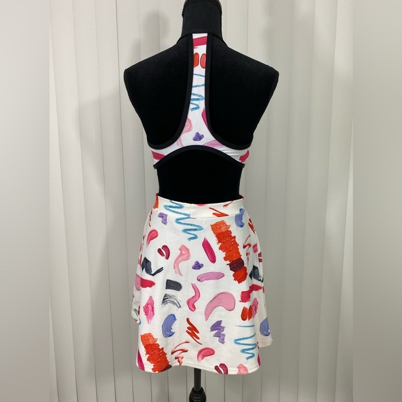 BLACKMILK Let’s Make Up Skirt Set Racerback Crop Top A-Line Skirt White M/L - Picture 3 of 15